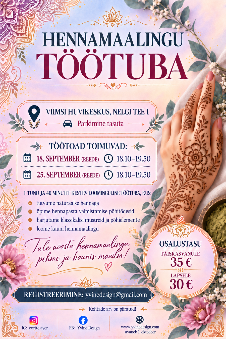 HENNAMAALINGU TÖÖTUBA SEPTEMBRIS