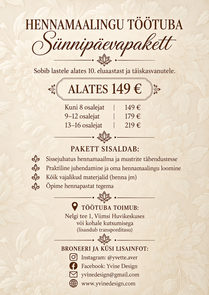 HENNAMAALINGU PAKETT TÄHTPÄEVAKS